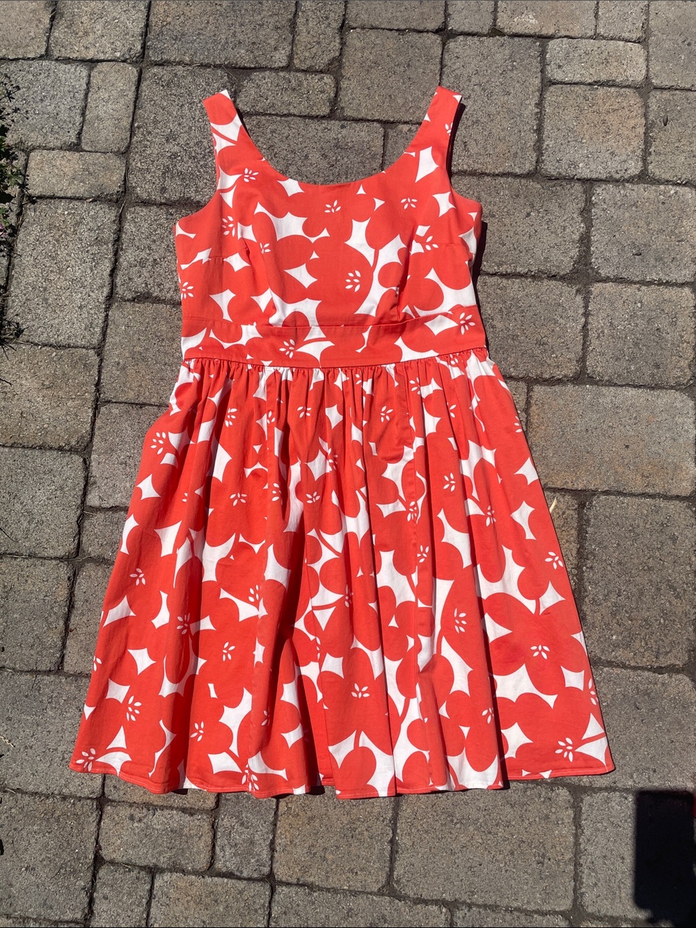 Boden Marilyn Orange White Floral Sun Dress Size 10